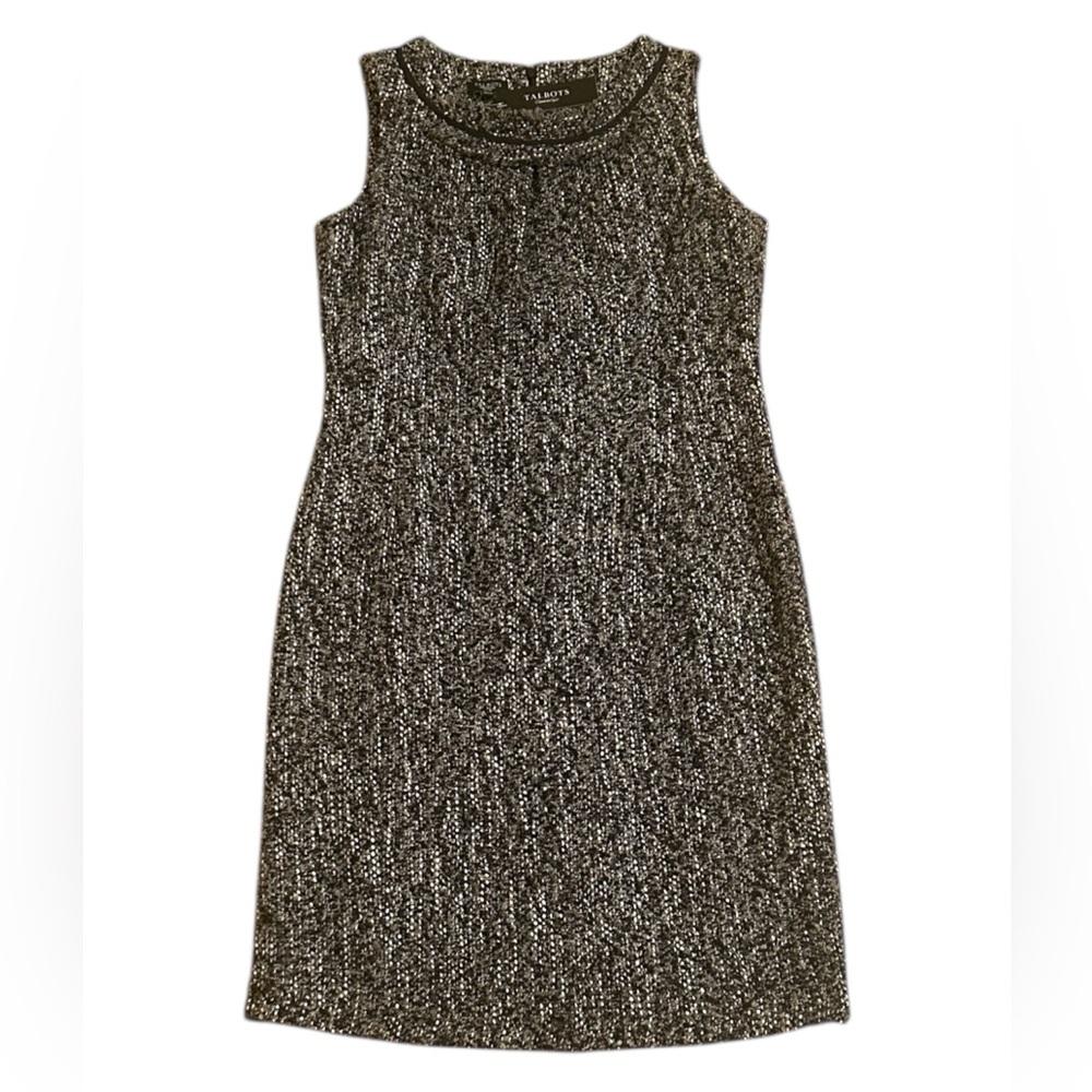 🆕 Talbots Tweed Sheath Wool Blend Gray Black Dress Petite Women’s Size 10P